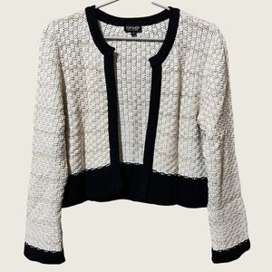 Topshop Cream Open Front Cardi w/ Woven Gold Thread Size 10